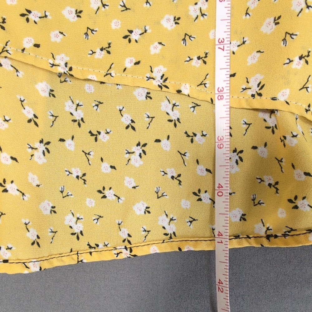 Max Studio Yellow Floral Short Ruffle Sleeve Smocked Sundress Boho LP - Picture 16 of 16